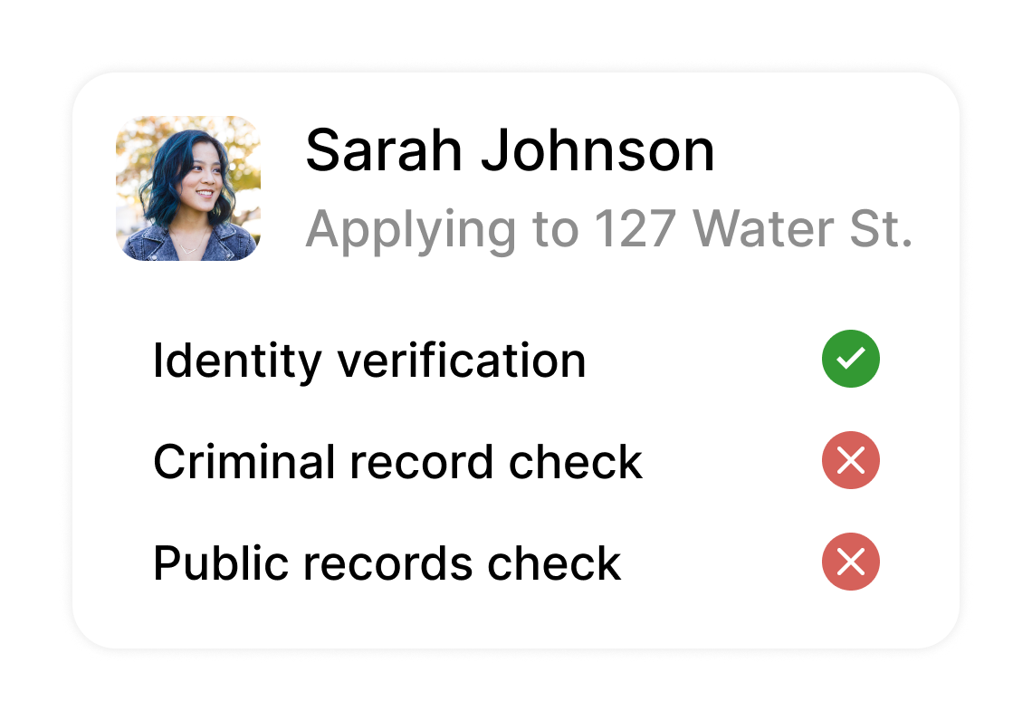 Fraud check flagging criminal record and watchlist hit